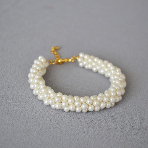 Plastic Pearl Bracelets, with 3cm extender chain, fashion jewelry & for woman Approx 17 cm [