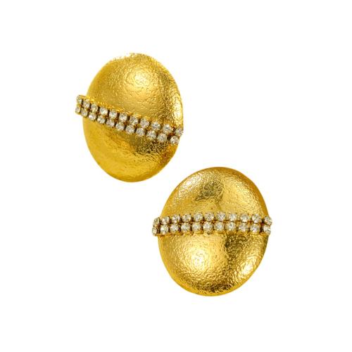 Stainless Steel Rhinestone Stud Earring, 304 Stainless Steel, 18K gold plated, fashion jewelry & for woman & with rhinestone, golden 