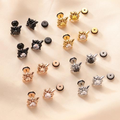 Stainless Steel Cubic Zirconia Stud Earring, 304 Stainless Steel, fashion jewelry & micro pave cubic zirconia & for woman 