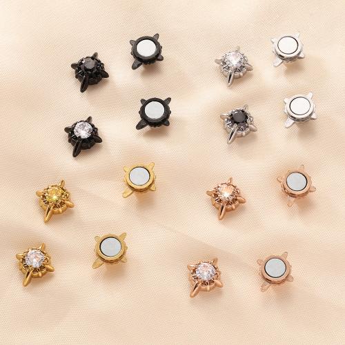 304 Stainless Steel Earring Clip, with Magnet, fashion jewelry & micro pave cubic zirconia & for woman 