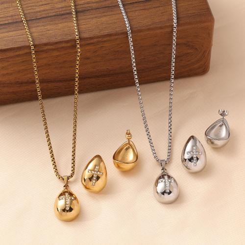 Rhinestone stainless steel Jewelry Set, 304 Stainless Steel, Teardrop & for woman & with rhinestone Approx 60 cm 