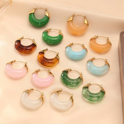 Resin Drop Earring, 304 Stainless Steel, with Resin, fashion jewelry & for woman 