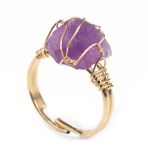 Gemstone Brass Finger Ring, gold color plated, Adjustable & Unisex mm, Inner Approx 20mm [