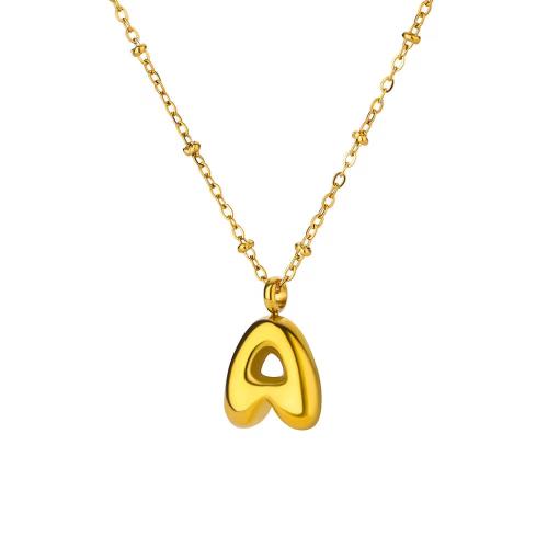 Collar de Acero Inoxidable, acero inoxidable 304, con 5cm extender cadena, Carta del alfabeto, Recubrimiento iónico al vacío, Joyería & Letras son de la A la Z & para mujer, más colores para la opción, longitud:aproximado 40 cm, Vendido por UD