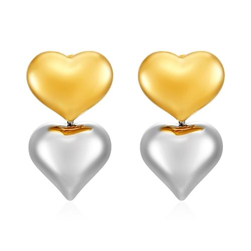 Stainless Steel Drop Earring, 304 Stainless Steel, Heart, plated, for woman 