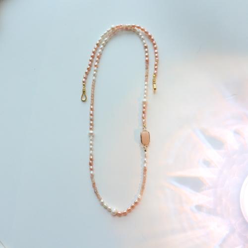 Collier de perles d'eau douce , perle d'eau douce cultivée, avec Pierre naturelle, bijoux de mode, rose cm, Vendu par PC[