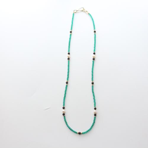 Agate Freshwater Pearl Necklace, with Freshwater Pearl, fashion jewelry, green cm 