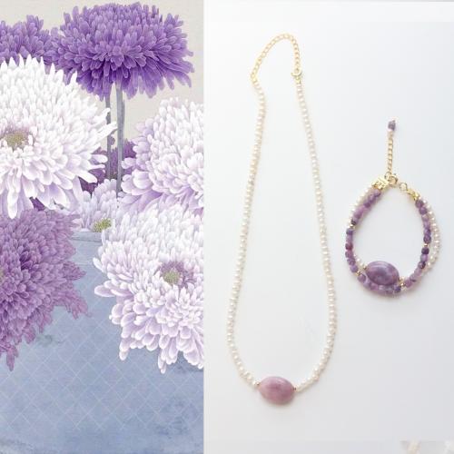 Natural Freshwater Pearl Jewelry Sets, Amethyst, with Freshwater Pearl & Brass, fashion jewelry 