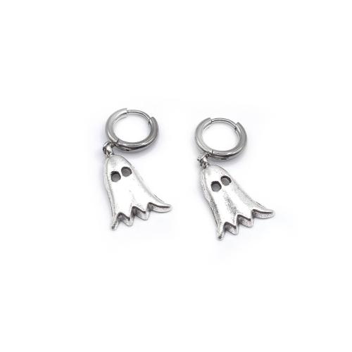 Zinc Alloy Drop Earring, Ghost, plated, for woman, platinum color, 30.4mm 