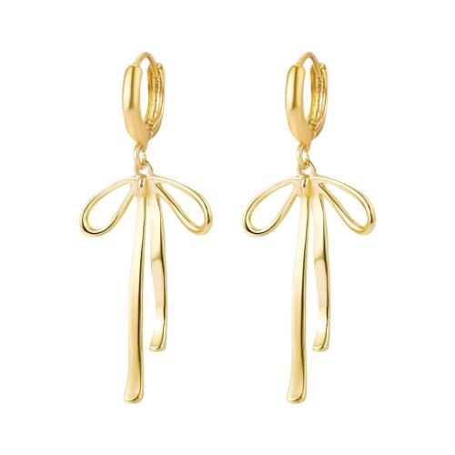 Brass Drop Earring, Bowknot, plated, for woman, gold [