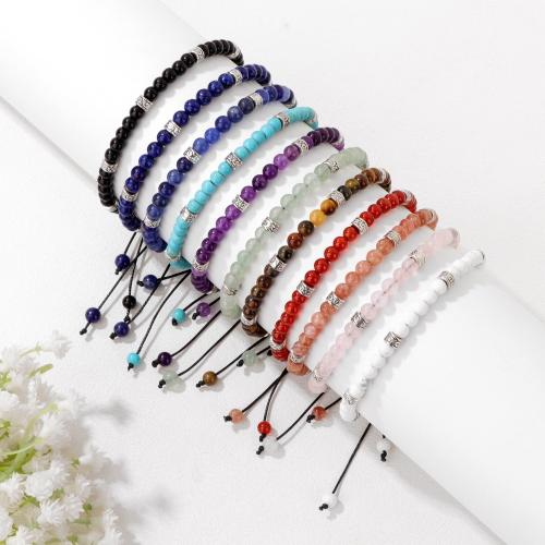 Bracelets en pierres précieuses, pierre gemme, avec corde de cire, fait à la main, différents matériaux pour le choix & unisexe, plus de couleurs à choisir Environ 19 cm, Vendu par PC