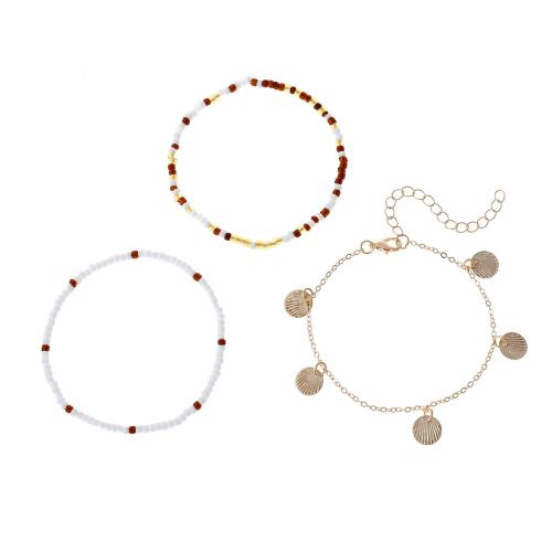 Glass Seed Beads Jewelry Sets, Zinc Alloy, with Seedbead, plated, three pieces & for woman, golden 