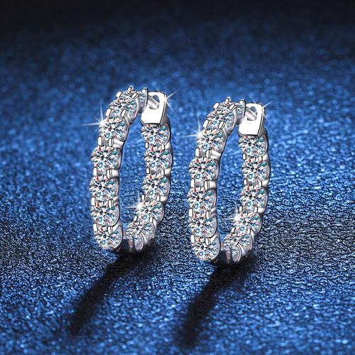 Argent sterling 925 boucle d oreille dormeuse, avec Moissanite, bijoux de mode & pour femme, earring length 15-20mm, Vendu par paire