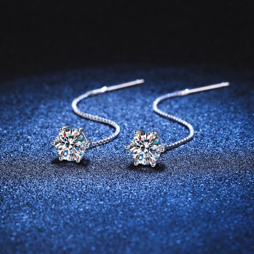 925 Sterling Silver Thread Through Earrings & for woman, 65mm 