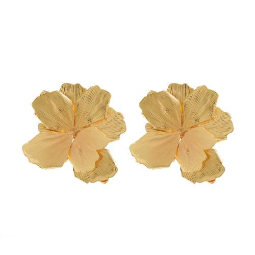 Pendientes de Perno de Aleación de Zinc, Flor, Joyería & para mujer, dorado, 69x69mm, Vendido por Par