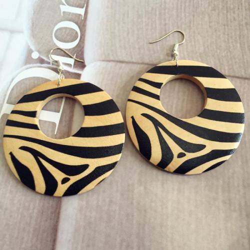 Wood Earring, fashion jewelry & for woman 60mm 