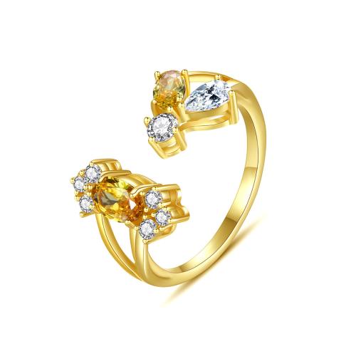 Anillo de dedo de cobre amarillo zirconia pavimenta Cubic, metal, Joyería & micro arcilla de zirconia cúbica & para mujer, Vendido por UD