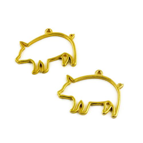 Pendentifs animaux en alliage de zinc, cochon, Placage de couleur d'or, DIY Vendu par sac