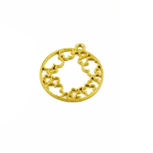 Zinc Alloy Hollow Pendants, Round, gold color plated, DIY 