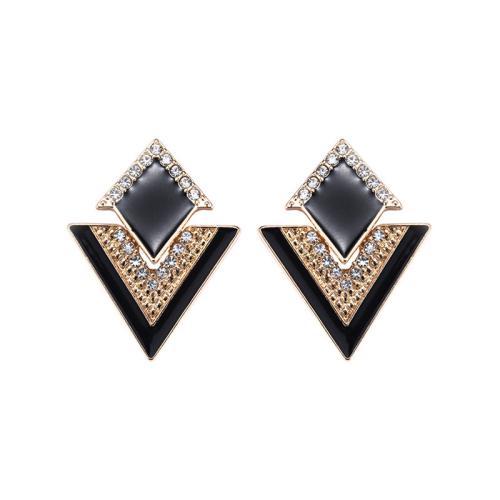 Zinc Alloy Rhinestone Stud Earring, plated, for woman & enamel & with rhinestone 