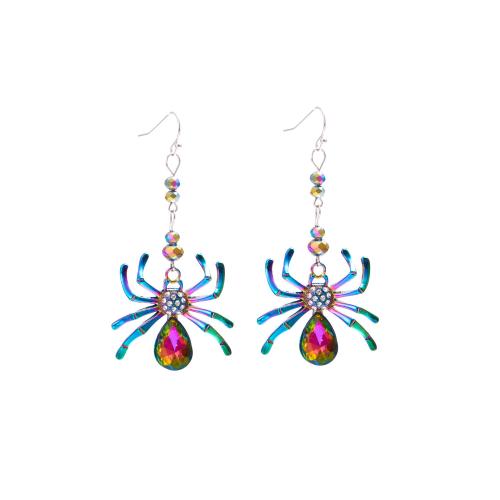 Zinc Alloy Rhinestone Drop Earring, Spider, plated & for woman & with rhinestone 