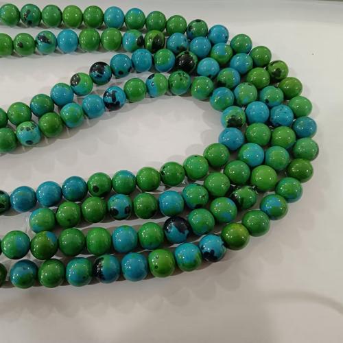 Synthetic Lapis Beads, Round, polished, DIY cyan 