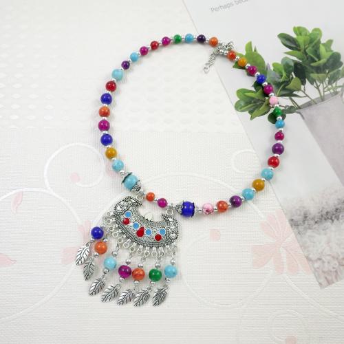 Collier de perles en plastique, alliage de zinc, avec plastique, bijoux de mode & pour femme, plus de couleurs à choisir Environ 40 cm, Vendu par PC