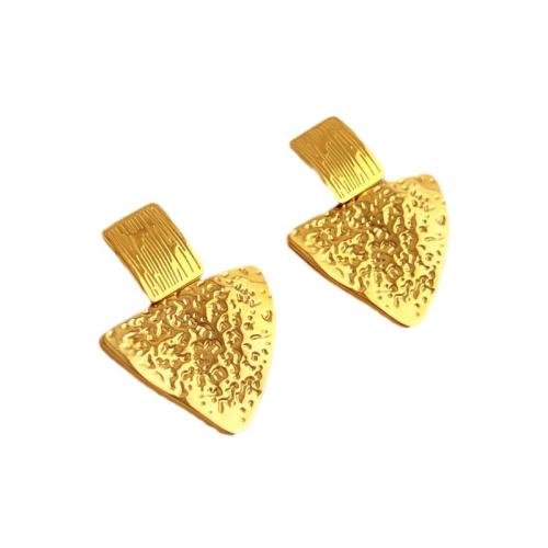 Stainless Steel Drop Earring, 304 Stainless Steel, Triangle, 18K gold plated, fashion jewelry & for woman, golden 