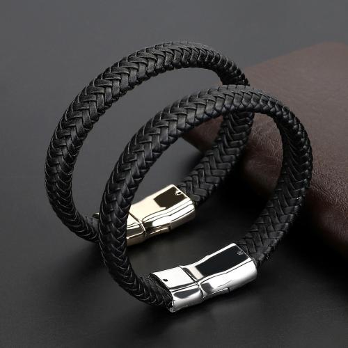 PU Leather Cord Bracelets, with Zinc Alloy, fashion jewelry & Unisex Approx 22 cm 