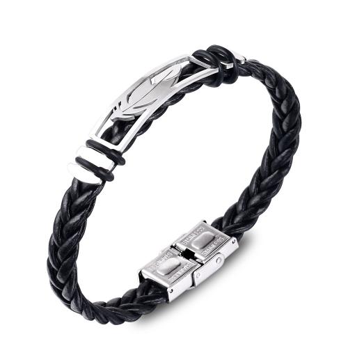 bracelet de cordon en PU , 201 acier inoxydable, avec cuir PU, bijoux de mode & unisexe Environ 22 cm, Vendu par PC