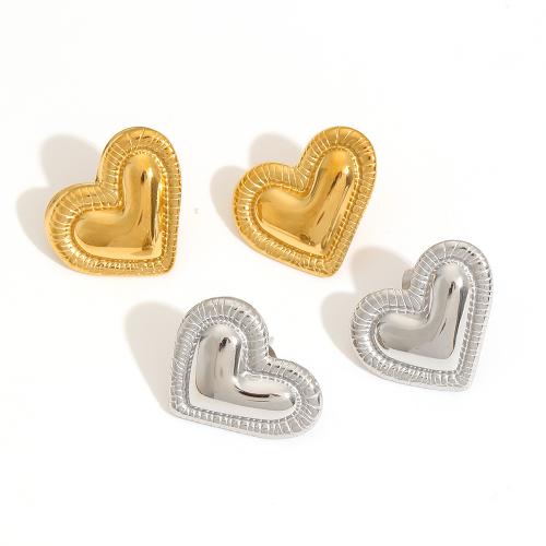 Stainless Steel Stud Earring, 304 Stainless Steel, Heart, Vacuum Ion Plating, fashion jewelry & for woman 