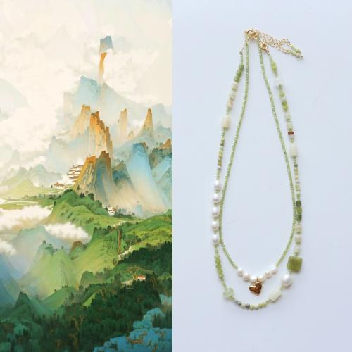 Ensembles de bijoux de perle d'eau douce en laiton, pierre gemme, avec perle d'eau douce cultivée & laiton, bijoux de mode & styles différents pour le choix, plus de couleurs à choisir, Vendu par PC