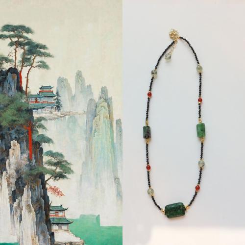 Colliers de pierres précieuses, pierre gemme, avec laiton, avec 5cm chaînes de rallonge, bijoux de mode, couleurs mélangées cm, Vendu par PC