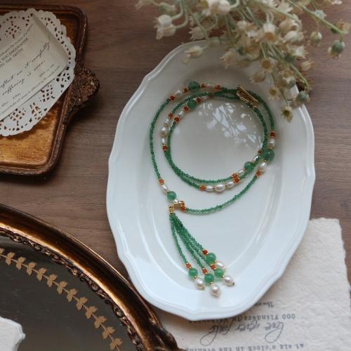 Collier de perles d'eau douce , pierre gemme, avec perle d'eau douce cultivée & laiton, bijoux de mode, vert cm, Vendu par PC