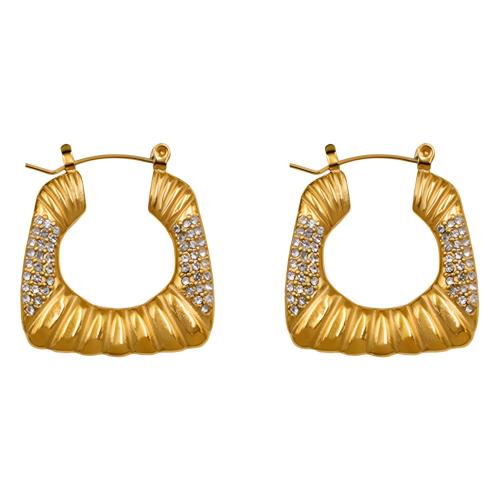 Stainless Steel Leverback Earring, 304 Stainless Steel, plated, micro pave cubic zirconia & for woman, gold 