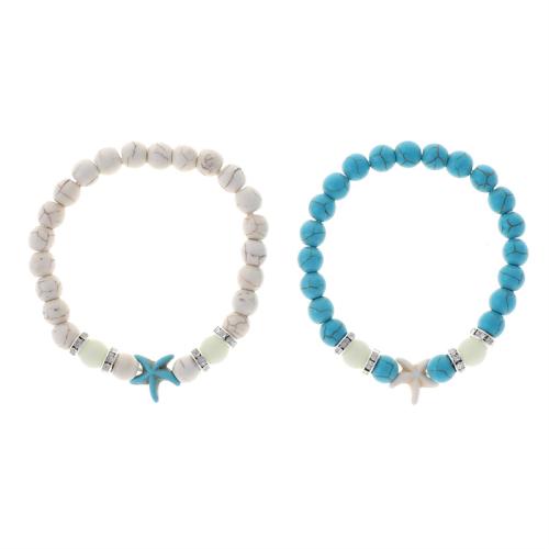 Zinc Alloy Turquoise Bracelets, with Night-Light Stone & turquoise, 2 pieces & Unisex & luminated & with rhinestone, mixed colors Approx 18-32 cm [