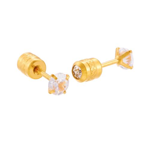 Boucle en acier inoxydable zircons cubiques, Acier inoxydable 304, Placage, normes différentes pour le choix & pavé de micro zircon & pour femme, plus de couleurs à choisir, Vendu par paire