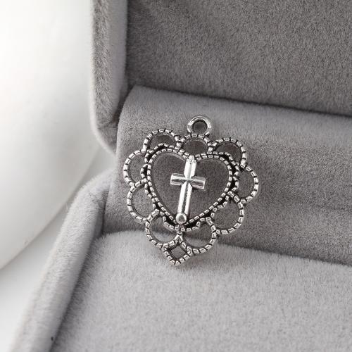 Zinc Alloy Cross Pendants, Heart, plated, DIY 