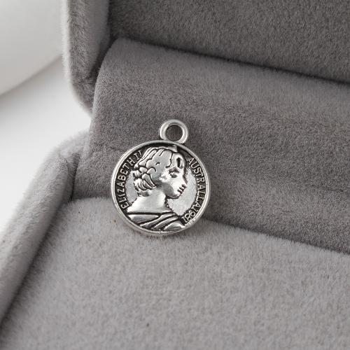 Character Shaped Zinc Alloy Pendants, Round, plated, DIY 