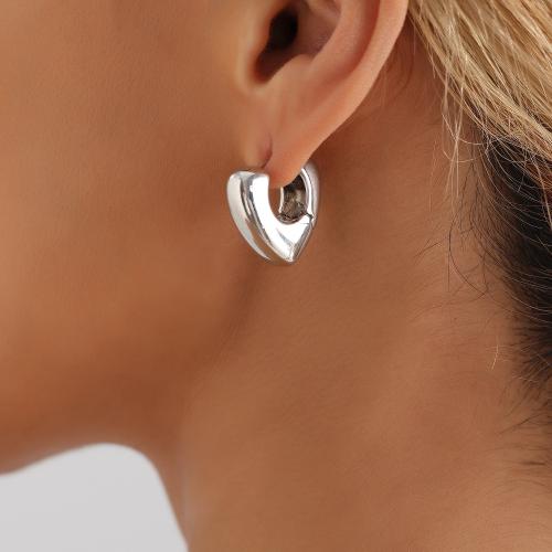 Zinc Alloy Drop Earring, Heart, plated, for woman & hollow 20mm 