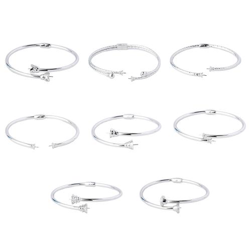 Argent sterling 925 bracelet Cadre, DIY & styles différents pour le choix & pavé de micro zircon, Vendu par PC