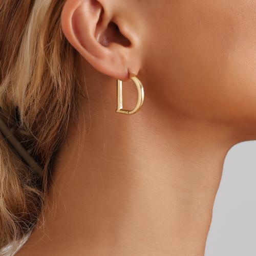 Zinc Alloy Lever Back Earring, Letter D, plated, for woman & hollow 62mm 