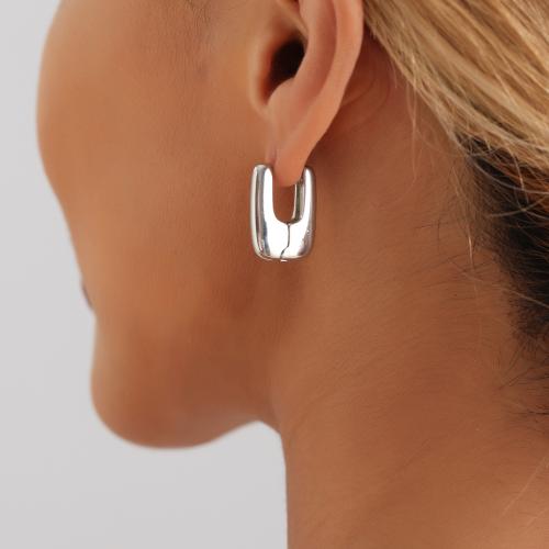 Zinc Alloy Lever Back Earring, Letter U, for woman & hollow, 22mm 