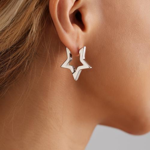 Zinc Alloy Lever Back Earring, Star, plated, for woman & hollow 25mm 