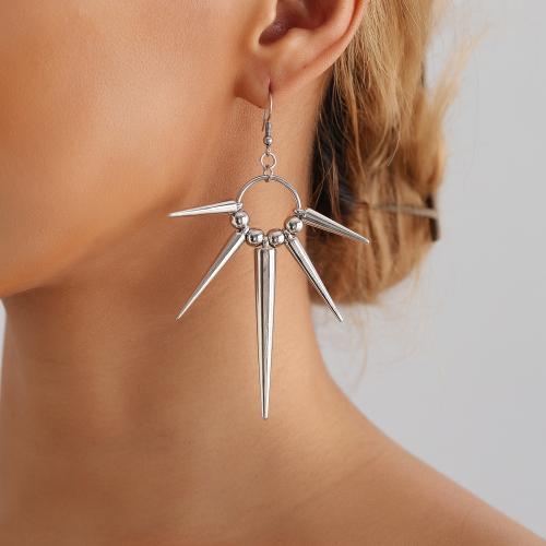 Zinc Alloy Drop Earring, Geometrical Pattern, punk style & Unisex, silver color, 95mm 