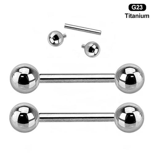 Titanium Alloy straight barbell, polished, Unisex  