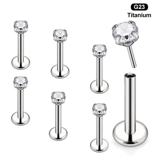 Titanium Alloy Piercing Earring, Unisex  & micro pave cubic zirconia, original color 