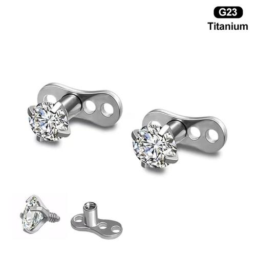 Titanium Alloy Dermal Anchor, Unisex & with cubic zirconia 