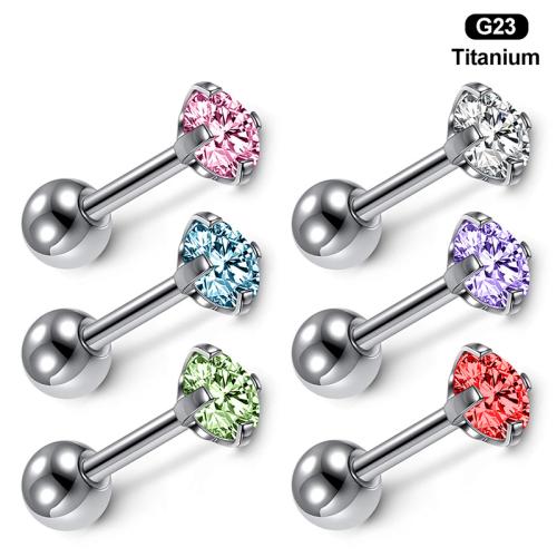 Titanium Alloy Piercing Earring, polished, Unisex & with cubic zirconia 