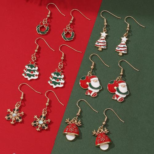 Christmas Earrings, Zinc Alloy, Christmas Design & fashion jewelry & micro pave cubic zirconia & for woman & enamel 